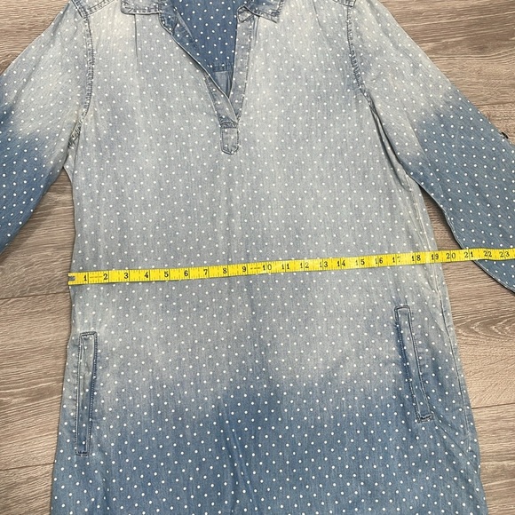 Luxology Chambray Denim Dot Shift Shirt Dress with Pockets 6 - Picture 12 of 16